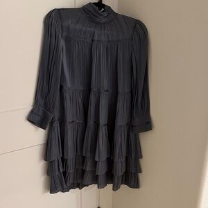 Cinq à Sept Charcoal Long Sleeve Tiered Dress